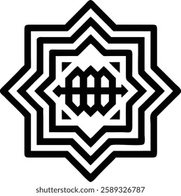 A unique Islamic star pattern incorporating Kufic-style Arabic calligraphy at its center, blending art and spirituality.