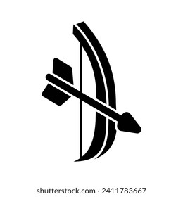 Un icono isométrico único de arco cupido, vector de arco y flecha