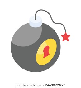 A unique isometric icon of cyber bomb in trendy style