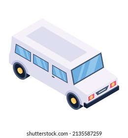 A unique isometric icon of school bus

