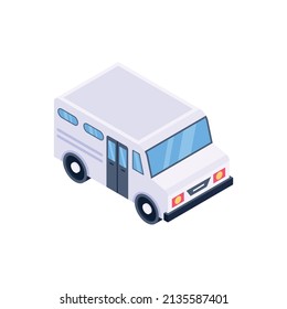 A unique isometric icon of school bus

