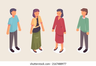 Unique Isometric People with Hand Drawn Style