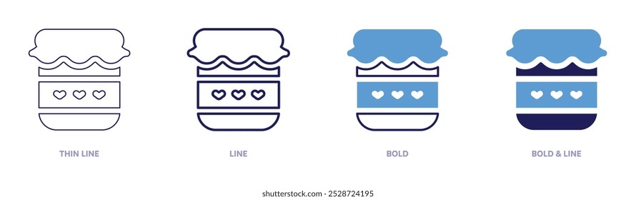 Unique jam icon in 4 different styles. Thin Line, Line, Bold, and Bold Line. Duotone style. Editable stroke.