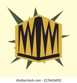 Unique jigjag logo is packaged in a premium cube shape with flashes of black light and golden yellow background. Editable vector illustration of  imple logo for icon, logo, symbol, emblem, badge.

