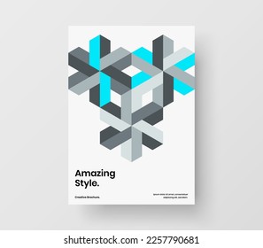 Unique journal cover A4 design vector illustration. Premium geometric tiles leaflet concept.