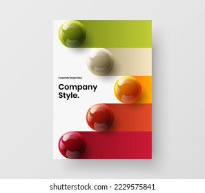 Unique journal cover vector design concept. Fresh 3D spheres booklet template.