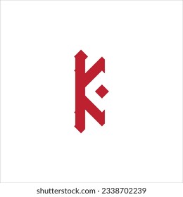 unique K letter logo colored red on white background