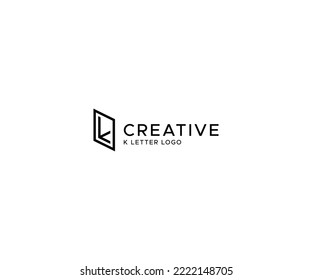 Unique K letter square logo, K architecture logo, black and white logo, K letter, typography K logo, illustration vector design.