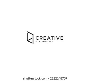 Unique K letter square logo, K architecture logo, black and white logo, K letter, typography K logo, illustration vector design.