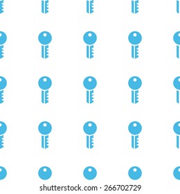 Unique Key white and blue seamless pattern for web design. Vector symbol