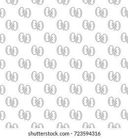 Unique kidney seamless pattern with various icons and symbols on white background flat vector illustration