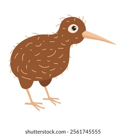 Unique kiwi bird illustration showing distinctive features and playful character