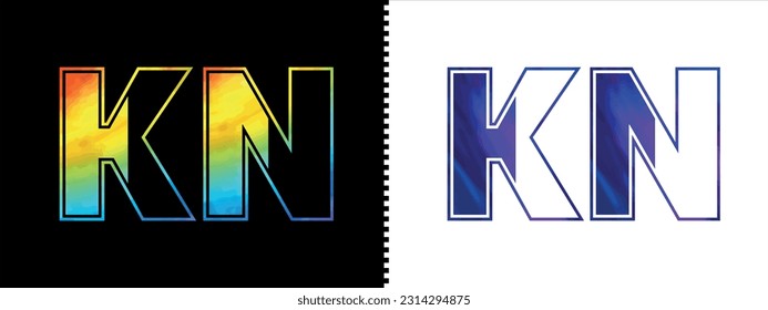Logo único de la carta de KN Plantilla vectorial de iconos. Diseño de logotipo de alfabeto elegante de primera calidad para empresas