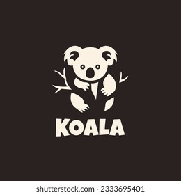 Einzigartige Koala Symbol-Logo-Design-Vorlage. Monochrome Silhouette eines Koala auf ein Baumlogo, Vektorgrafik