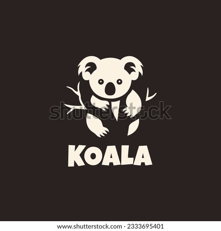 Unique Koala icon logo design template. Monochrome silhouette of a koala climbing a tree logo vector illustration