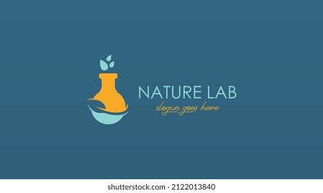 Unique Laboratory Bottle Logo Design Concept with Dual Meanings in Flat Colors