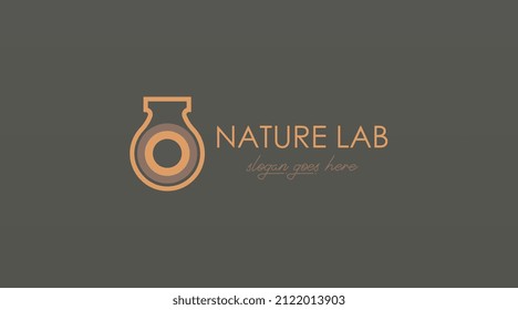 Unique Laboratory Bottle Logo Design Concept with Dual Meanings in Flat Colors