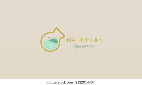 Unique Laboratory Bottle Logo Design Concept with Dual Meanings in Flat Colors