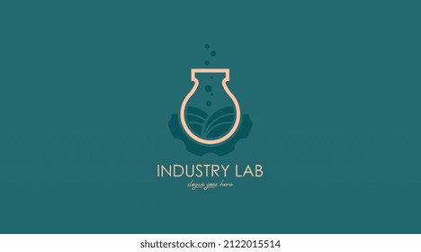 Unique Laboratory Bottle Logo Design Concept with Dual Meanings in Flat Colors