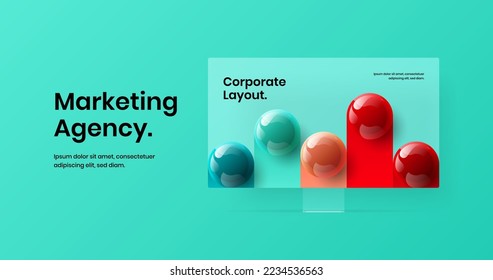 Diseño de vector de página de aterrizaje único. Plantilla de presentación de simulación de pantalla de ordenador brillante.