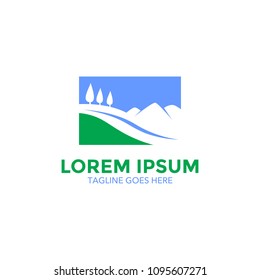 unique landscape logo vector design. icon. vector illustration