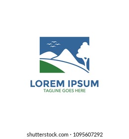 unique landscape logo vector design. icon. vector illustration