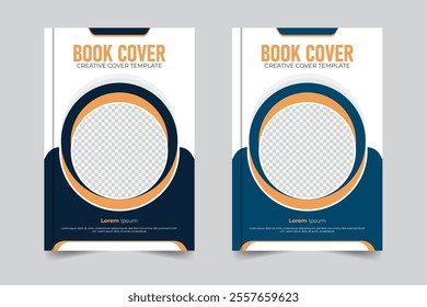 Unique layout modern design, 2 color variation modern style book cover design annual report cover with image
