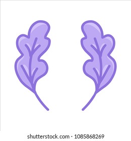 Unique leaf colored purple flat style
