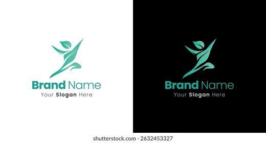 Unique Leaf Person Logo Design Concept for a Brand Identity with Creative Ideas