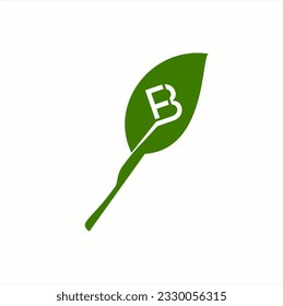 Unique leaf vector logo design with letter F B or F3 and knife.