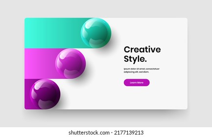 Unique leaflet design vector template. Vivid realistic spheres banner illustration.