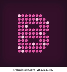 Unique led dot letter B design. LED glowing letters font. Decorative cinema text vector.