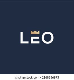 unique LEO logo design with crown concept vector