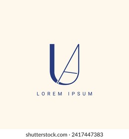 Unique letter AU logo company and icon business shaped butterfly. Vector illustration