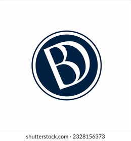Einzigartiger Buchstabe B D Logo Design im Kreis.