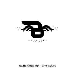Unique letter B wings element shape monogram logo