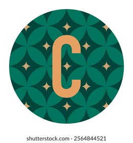 Unique Letter C in Green Circle Featuring Flower-Inspired Geometric Patterns for Artistic and Professional Logo Designs