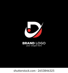 Unique Letter D Logo Concept with Swoosh Icon in Minimal Vector Design.