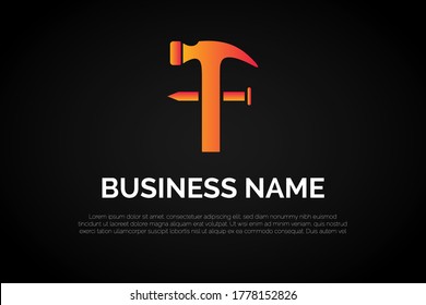 Unique Letter f incorporated into Hammer icon Logo Template Initial Letter Logo For Your Company Name, Alphabet Logo Template Ready For Use, Modern Initial Logo