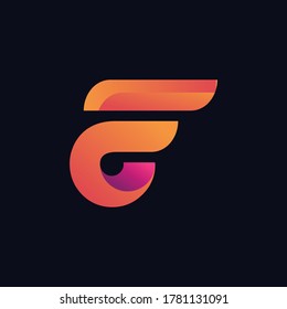 Letra única F plantilla de logotipo con concepto moderno degradado parte 2