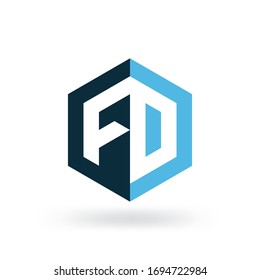 Unique Letter FD Logo design vector template. Friendly funny ABC Typeface. Characters Intro Logotype Icon symbols
