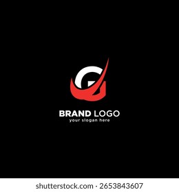 Unique Letter G Logo Concept with Swoosh Icon in Minimal Vector Design.