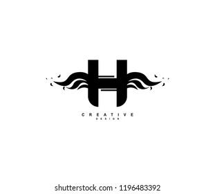 Unique letter H wings element shape monogram logo