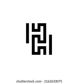 Unique letter HH logo with simple line vector icon