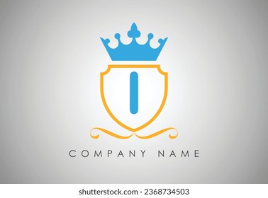  Unique letter I initial king logo