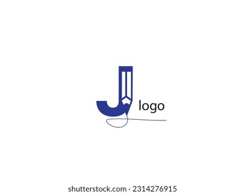 unique letter J and writing pen typography icon vector sign and symbol isolated on white background, Writing logo concept