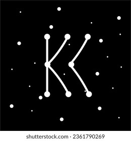 Unique letter K logo design with a background of stars in the sky.