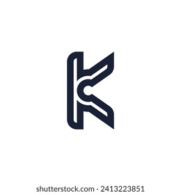 Unique letter K logo. Letter K initial logo in solid black for commercial use