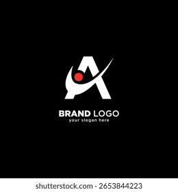 Unique Letter A Logo Concept with Swoosh Icon in Minimal Vector Design.