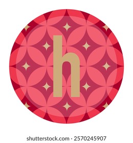 Unique letter ‘h’ logo in a red floral geometric pattern with gold accents. A versatile design for modern branding, product logos, or creative visual projects.